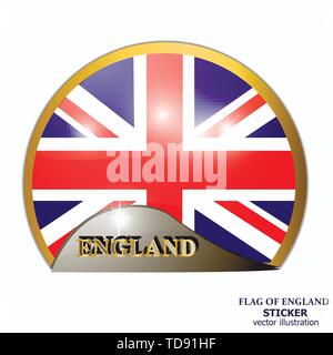 Made in England adesivo. Adesivo luminoso con bandiera di Inghilterra. Illustrazione Vettoriale con bandiera. Felice Inghilterra giorno adesivo. Immagine con sfondo bianco. Illustrazione Vettoriale