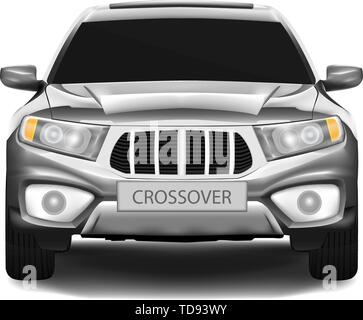 Dark-silver auto crossover isolati su sfondo bianco Illustrazione Vettoriale