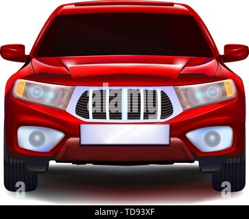 Rosso auto crossover con vuoto numero di targa Illustrazione Vettoriale