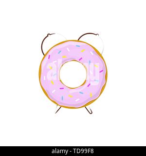 Sveglia ciambella. Il momento della colazione. Illustrazione Vettoriale Illustrazione Vettoriale