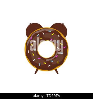 Sveglia ciambella. Il momento della colazione. Illustrazione Vettoriale Illustrazione Vettoriale