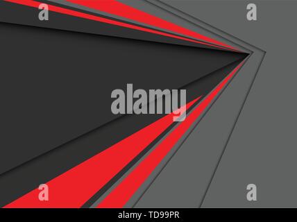 Abstract grigio rosso velocità nella direzione della freccia design moderno sfondo futuristico illustrazione vettoriale. Illustrazione Vettoriale