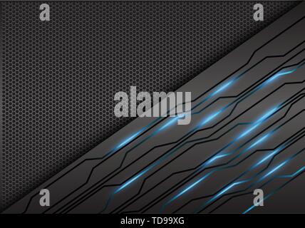Abstract blu luce del circuito di potenza della tecnologia su rete moderno design futuristico vettore sfondo immagine. Illustrazione Vettoriale