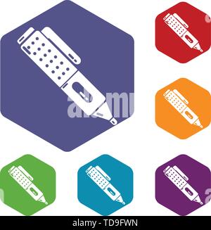 Penna per marcatura a icona della scuola, semplice stile nero Illustrazione Vettoriale