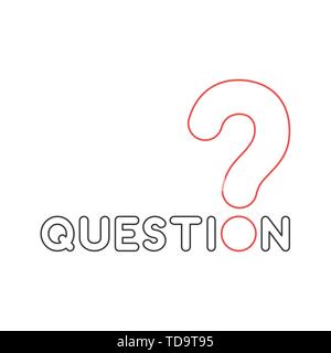 Icona vettore concetto di questione parola del testo con il punto interrogativo. Sfondo bianco e colorati contorni. Illustrazione Vettoriale
