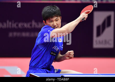 Sapporo, Hokkaido, Giappone. Credito: MATSUO. 14 Giugno, 2019. Tomokazu Harimoto (JPN) Tennis da tavolo : 2019 ITTF World Tour, LION Japan Open Sapporo Uomini Singoli a Hokkai Kitayell a Sapporo, Hokkaido, Giappone. Credito: MATSUO .K AFLO/sport/Alamy Live News Foto Stock