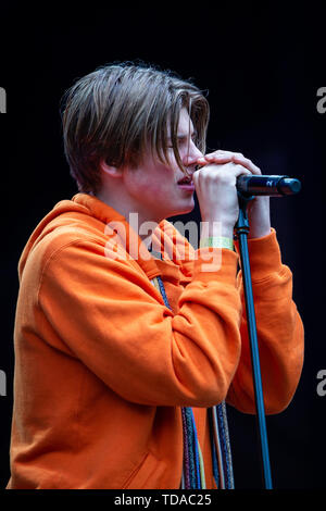 Oslo, Norvegia. Xiii Giugno, 2019. Norvegia, Oslo - Giugno 13, 2019. Il cantante australiano Ruel esegue un live durante il norvegese music festival Piknik mi Parken 2019 a Oslo. (Photo credit: Gonzales foto/Alamy Live News Foto Stock