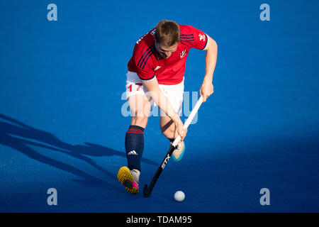 Londra, Regno Unito. Xiv Jun, 2019. JACKSON Ashley di Gran Bretagna in azione durante il connettore FIH Pro League: Gran Bretagna vs Paesi Bassi a Lea Valley Hockey e il Centro Tennis di Venerdì, 14 giugno 2019 a Londra Inghilterra. Credito: Taka G Wu/Alamy Live News Foto Stock