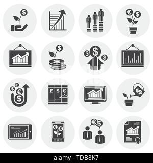 Business icone correlate impostato su sfondo per progettazione grafica e web. Illustrazione semplice. Concetto di Internet il simbolo per il sito web o il pulsante mobile app. Illustrazione Vettoriale