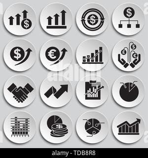 Business icone correlate impostato su sfondo per progettazione grafica e web. Illustrazione semplice. Concetto di Internet il simbolo per il sito web o il pulsante mobile app. Illustrazione Vettoriale