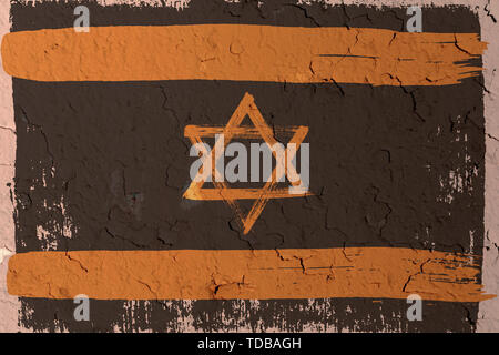 Sfondo dalla vecchia bandiera israeliana in stile grunge Foto Stock