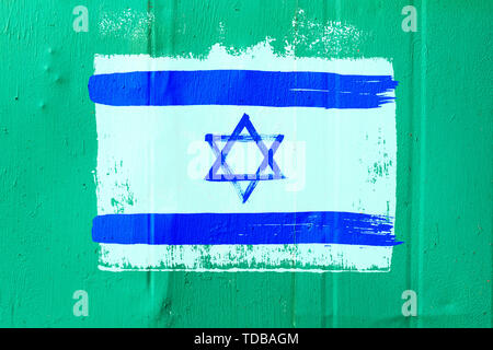 Sfondo dalla vecchia bandiera israeliana in stile grunge Foto Stock