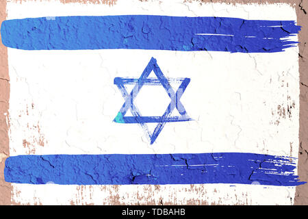 Sfondo dalla vecchia bandiera israeliana in stile grunge Foto Stock