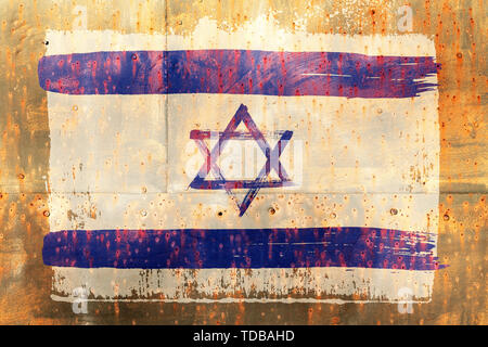 Sfondo dalla vecchia bandiera israeliana in stile grunge Foto Stock