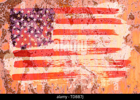 Sfondo della vecchia bandiera americana in stile grunge Foto Stock