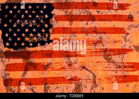 Sfondo della vecchia bandiera americana in stile grunge Foto Stock