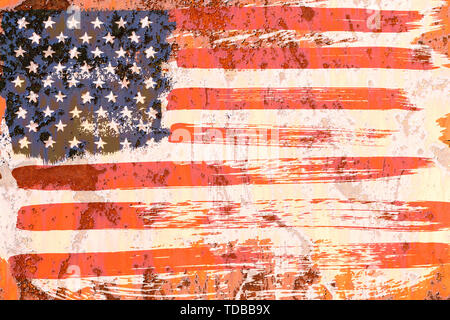 Sfondo della vecchia bandiera americana in stile grunge Foto Stock
