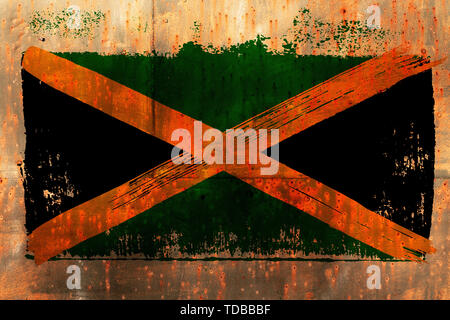 Sfondo dal vecchio Jamaican flag in stile grunge Foto Stock