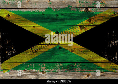 Sfondo dal vecchio Jamaican flag in stile grunge Foto Stock