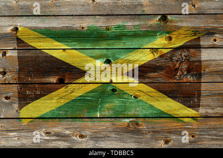 Sfondo dal vecchio Jamaican flag in stile grunge Foto Stock