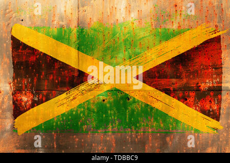 Sfondo dal vecchio Jamaican flag in stile grunge Foto Stock