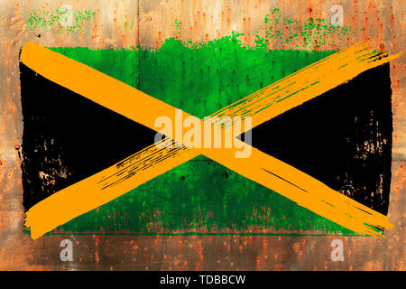 Sfondo dal vecchio Jamaican flag in stile grunge Foto Stock