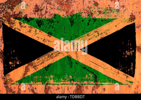 Sfondo dal vecchio Jamaican flag in stile grunge Foto Stock