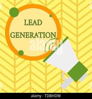 Scrittura testo scrittura di generazione dei lead. Foto concettuale apertura di interesse dei consumatori o inchiesta in prodotti SpeakingTrumpet vuoto corsa rotonda Foto Stock