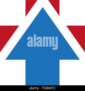 Croce e l'icona a forma di freccia in stile appartamento. Illustrazione Vettoriale su sfondo bianco. Illustrazione Vettoriale