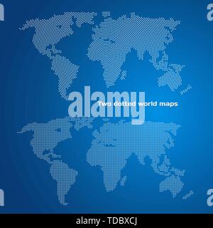 Due punteggiata di mappe del mondo Illustrazione Vettoriale