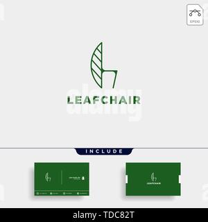 Sedia natura logo design con colore verde icona vettore isolato Illustrazione Vettoriale