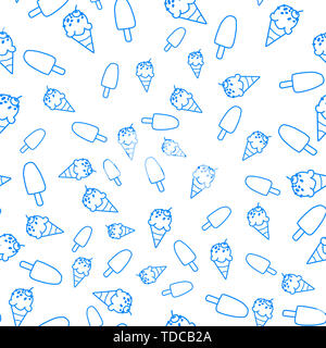 Cono gelato seamless pattern in sfondo bianco. Foto Stock