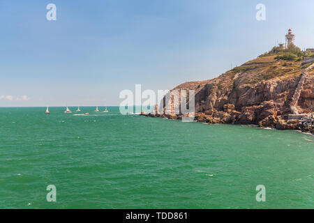 Mare Bohai scenario di Penglai Changshan isole, Yantai, Provincia di Shandong, Cina Foto Stock