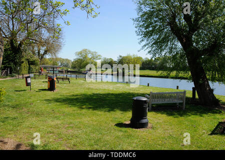 Vista sul fiume Ouse, alla grande Barford, Bedfordshire Foto Stock