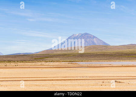 Reserva Nacional de Salinas y Aguada Blanca, Yura, strada stop, Arequipa, Perù, Foto Stock