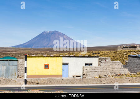 Reserva Nacional de Salinas y Aguada Blanca, Yura, strada stop, Arequipa, Perù, Foto Stock