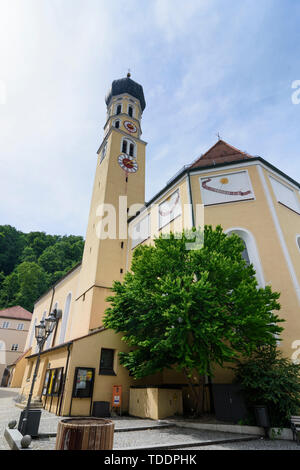 Wolfratshausen: Chiesa San Andreas, Città Vecchia in Alta Baviera, Tölzer Land, Alta Baviera, Baviera, Baviera, Germania Foto Stock