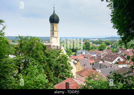 Wolfratshausen: Chiesa San Andreas, Città Vecchia in Alta Baviera, Tölzer Land, Alta Baviera, Baviera, Baviera, Germania Foto Stock