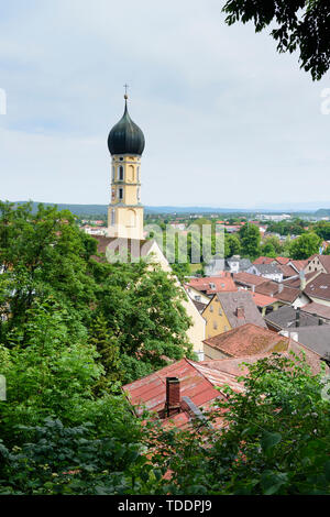 Wolfratshausen: Chiesa San Andreas, Città Vecchia in Alta Baviera, Tölzer Land, Alta Baviera, Baviera, Baviera, Germania Foto Stock