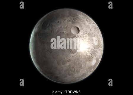 Ceres dwarf planet nella sua orbita in spazio esterno. 3D render. Foto Stock