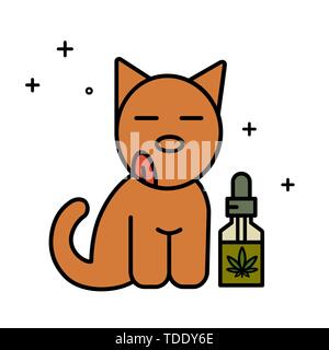 Il cane e il CBD di olio. La cannabis medica per animali domestici concetto. Isolato illustrazione vettoriale su sfondo bianco. Illustrazione Vettoriale