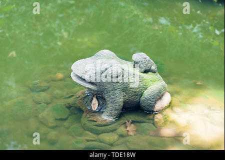 Una scultura di rana nella piscina della Piccola Pagoda in Xi'an Foto Stock