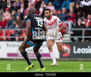 14h Giugno 2019 , totalmente Wicked Stadium, St Helens, Inghilterra; Betfred Super League, rotonda 18, St Helens vs Huddersfield giganti, Zeb Taia di St Helens Credito: Richard Long/news immagini Foto Stock