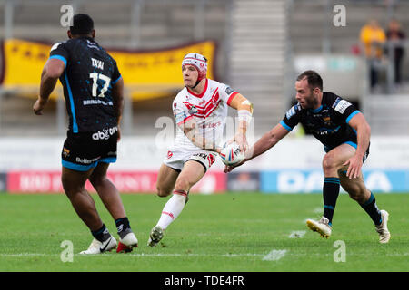 14h Giugno 2019 , totalmente Wicked Stadium, St Helens, Inghilterra; Betfred Super League, rotonda 18, St Helens vs Huddersfield giganti, Theo Fages di St Helens Credito: Richard Long/news immagini Foto Stock