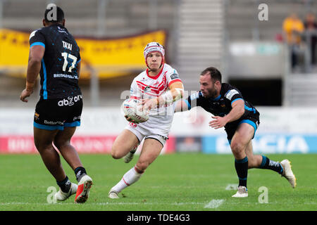 14h Giugno 2019 , totalmente Wicked Stadium, St Helens, Inghilterra; Betfred Super League, rotonda 18, St Helens vs Huddersfield giganti, Theo Fages di St Helens Credito: Richard Long/news immagini Foto Stock