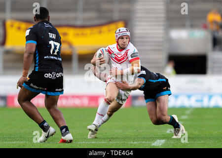 14h Giugno 2019 , totalmente Wicked Stadium, St Helens, Inghilterra; Betfred Super League, rotonda 18, St Helens vs Huddersfield giganti, Theo Fages di St Helens Credito: Richard Long/news immagini Foto Stock