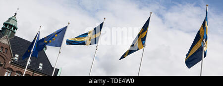 In Svezia le bandiere nazionali in una fila. Foto Stock