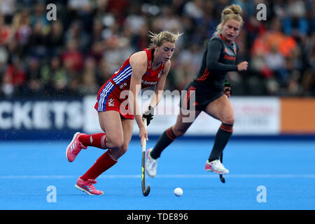 Lily Owsley della Gran Bretagna durante la partita della FIH Pro League al Lee Valley Hockey and Tennis Center di Londra. Foto Stock