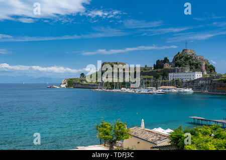 Fortezza vecchia di Corfù del promontorio da old town Foto Stock