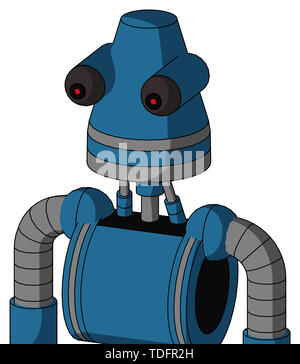 Ritratto di stile automa blu con cono di testa e con gli occhi rossi . Foto Stock